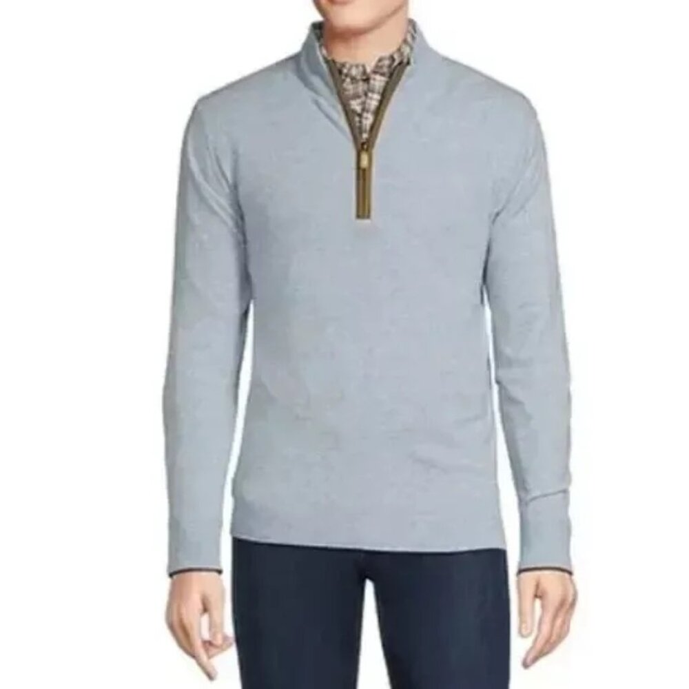 NWT Cremieux Men's Light Blue Luxury Cashmere Quarter-Zip Sweater